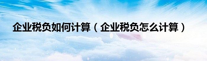 企业税负如何计算(企业税负怎么计算)