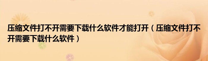 压缩文件打不开需要下载什么软件才能打开(压缩文件打不开需要下载什么软件)