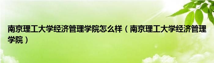 南京理工大学经济管理学院怎么样(南京理工大学经济管理学院)
