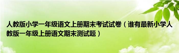 人教版小学一年级语文上册期末考试试卷(谁有最新小学人教版一年级上册语文期末测试题)