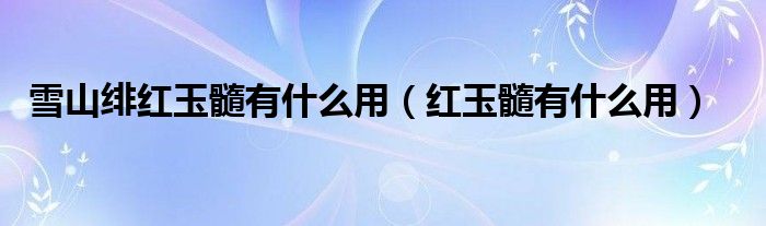 雪山绯红玉髓有什么用(红玉髓有什么用)