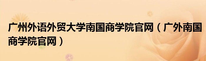 广州外语外贸大学南国商学院官网（广外南国商学院官网）