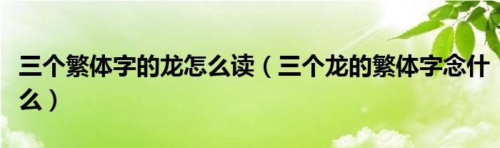 三个繁体字的龙怎么读(三个龙的繁体字念什么)