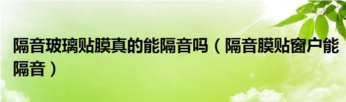 隔音玻璃贴膜真的能隔音吗(隔音膜贴窗户能隔音)