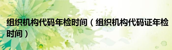 组织机构代码年检时间(组织机构代码证年检时间)