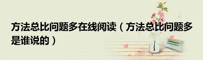 方法总比问题多在线阅读(方法总比问题多 是谁说的)