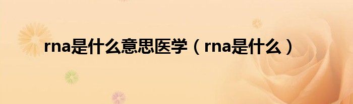 rna是什么意思医学(rna是什么)