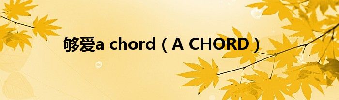 够爱a chord(A CHORD)