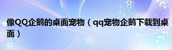 像QQ企鹅的桌面宠物（qq宠物企鹅下载到桌面）