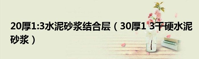 20厚1:3水泥砂浆结合层(30厚1 3干硬水泥砂浆)