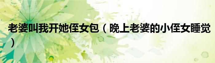 老婆叫我开她侄女包(晚上老婆的小侄女睡觉)