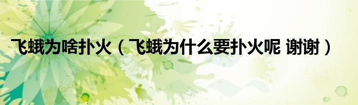 飞蛾为啥扑火(飞蛾为什么要扑火呢 谢谢)