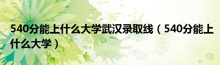 540分能上什么大学武汉录取线(540分能上什么大学)