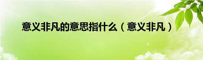 意义非凡的意思指什么(意义非凡)