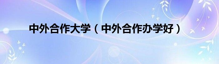 中外合作大学(中外合作办学好)