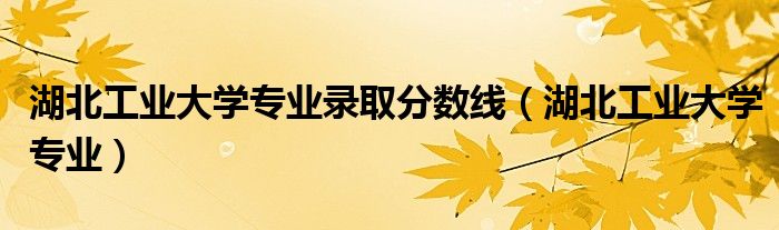 湖北工业大学专业录取分数线(湖北工业大学专业)