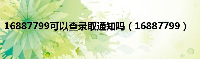 16887799可以查录取通知吗(16887799)