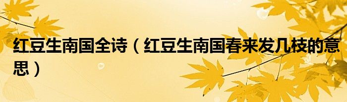 红豆生南国全诗(红豆生南国春来发几枝的意思)
