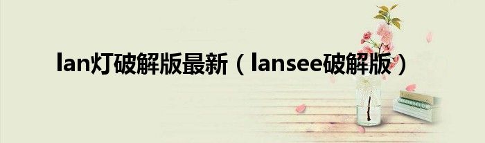 lan灯破解版最新(lansee破解版)