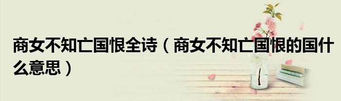 商女不知亡国恨全诗(商女不知亡国恨的国什么意思)