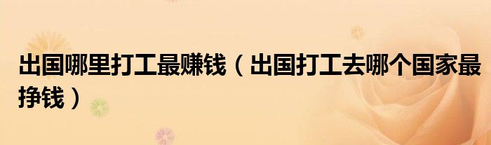 出国哪里打工最赚钱(出国打工去哪个国家最挣钱)