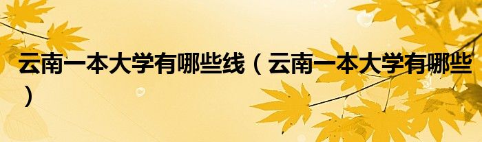云南一本大学有哪些线(云南一本大学有哪些)