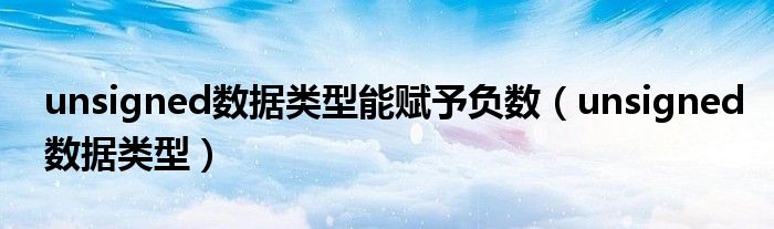 unsigned数据类型能赋予负数(unsigned数据类型)