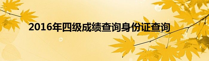 2016年四级成绩查询身份证查询