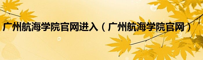 广州航海学院官网进入(广州航海学院官网)