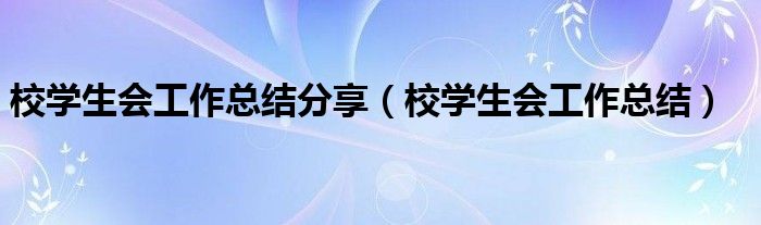 校学生会工作总结分享(校学生会工作总结)
