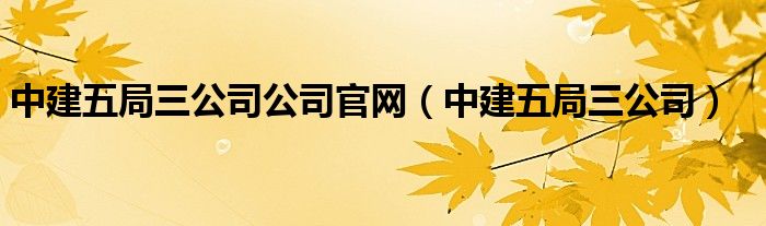 中建五局三公司公司官网(中建五局三公司)