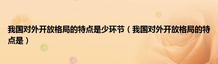 我国对外开放格局的特点是少环节（我国对外开放格局的特点是）