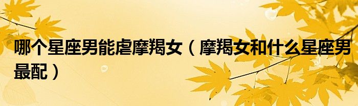 哪个星座男能虐摩羯女(摩羯女和什么星座男最配)