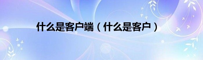 什么是客户端(什么是客户)