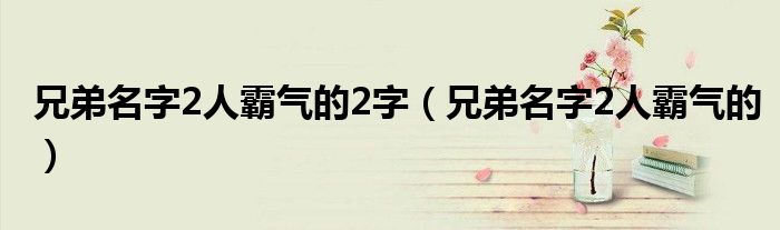 兄弟名字2人霸气的2字(兄弟名字2人霸气的)