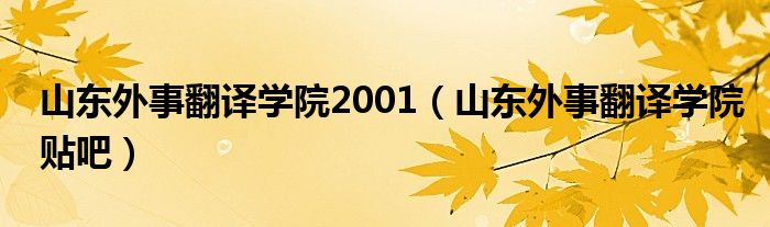 山东外事翻译学院2001(山东外事翻译学院贴吧)
