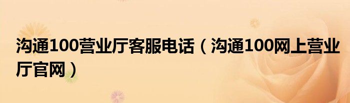 沟通100营业厅客服电话(沟通100网上营业厅官网)