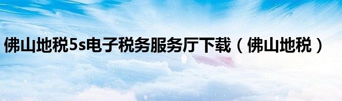 佛山地税5s电子税务服务厅下载(佛山地税)