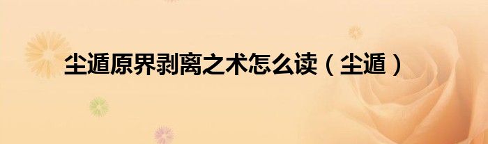 尘遁原界剥离之术怎么读(尘遁)