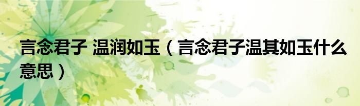 言念君子 温润如玉(言念君子温其如玉什么意思)