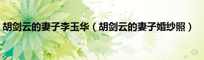 胡剑云的妻子李玉华(胡剑云的妻子婚纱照)
