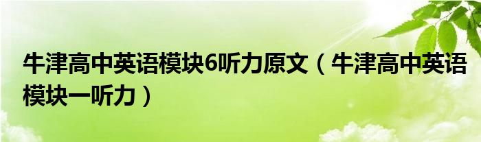 牛津高中英语模块6听力原文(牛津高中英语模块一听力)