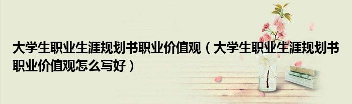 大学生职业生涯规划书职业价值观(大学生职业生涯规划书职业价值观怎么写好)