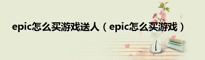 epic怎么买游戏送人(epic怎么买游戏)