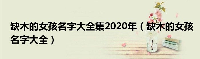 缺木的女孩名字大全集2020年(缺木的女孩名字大全)
