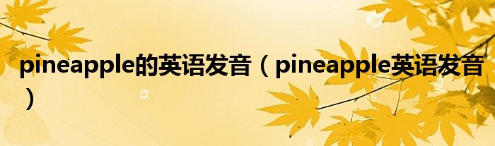 pineapple的英语发音(pineapple英语发音)