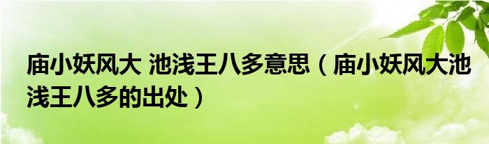 庙小妖风大 池浅王八多意思(庙小妖风大池浅王八多的出处)