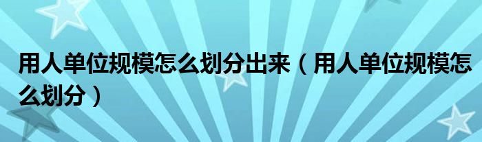 用人单位规模怎么划分出来(用人单位规模怎么划分)