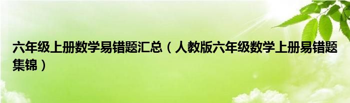 六年级上册数学易错题汇总(人教版六年级数学上册易错题集锦)