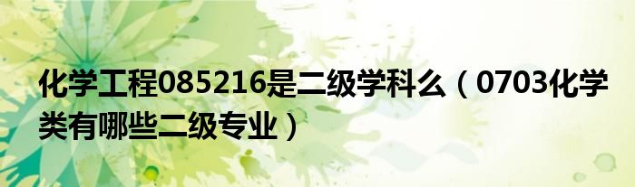 化学工程085216是二级学科么(0703化学类有哪些二级专业)